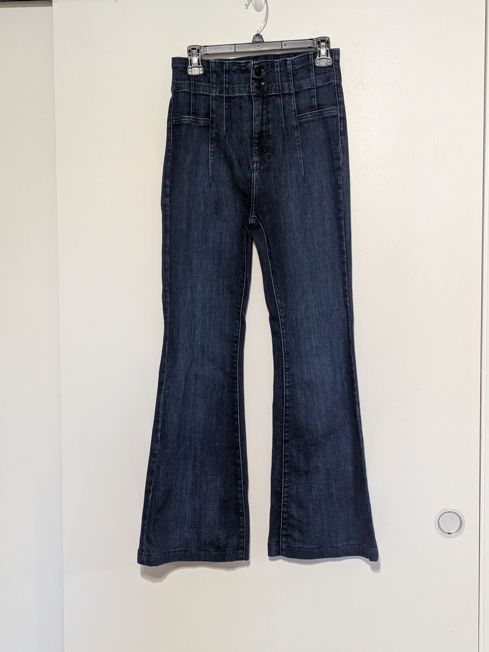 We The Free Dark Blue High-Rise Flare Jeans